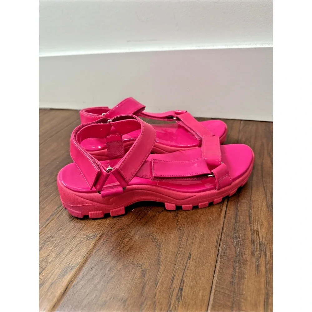 Jeffrey‎ Campbell Chunky Patent Leather Strappy Sandals Patio Sport Women 8 Pink